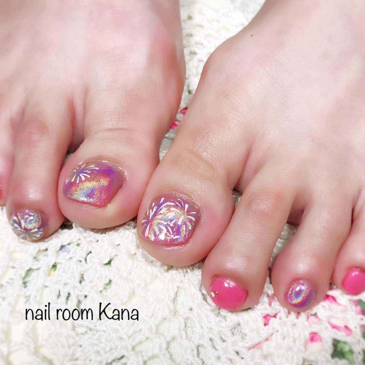 夏 浴衣 フット ワンカラー ユニコーン Nail Room Kanaのネイルデザイン No ネイルブック