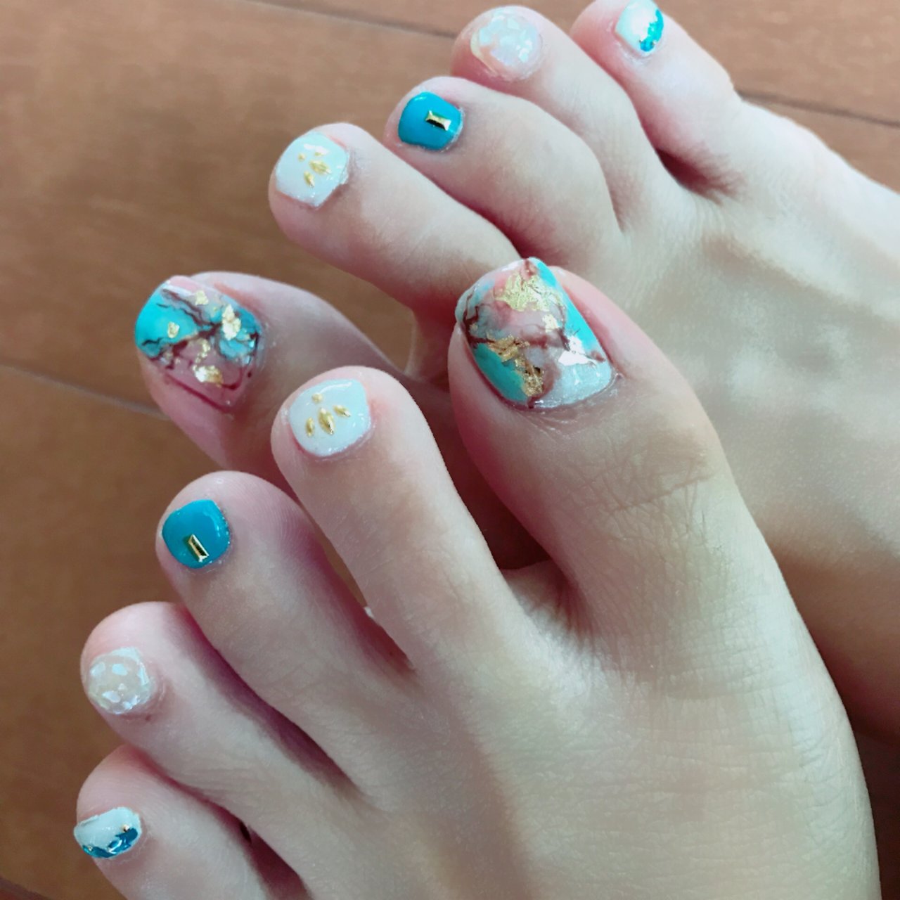 夏 海 デート 女子会 フット Zaki6annaのネイルデザイン No ネイルブック