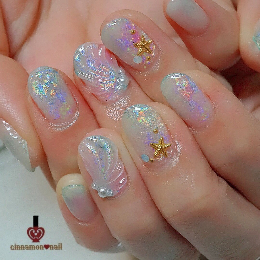 夏 海 リゾート 浴衣 ハンド Cinnamon Nail Maikoのネイルデザイン No ネイルブック