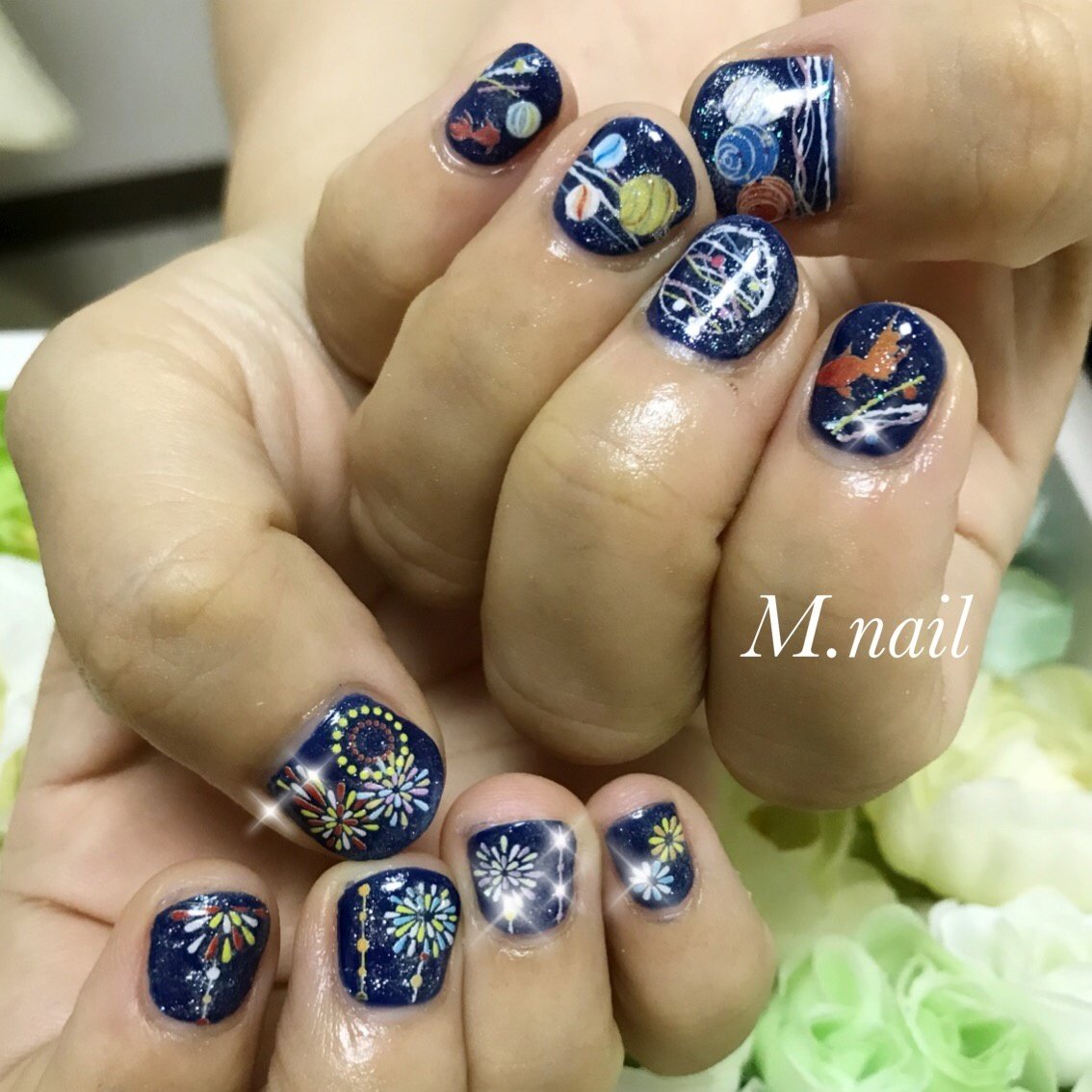 夏 浴衣 ハンド ネイビー ジェル Nail1212nail1212のネイルデザイン No ネイルブック
