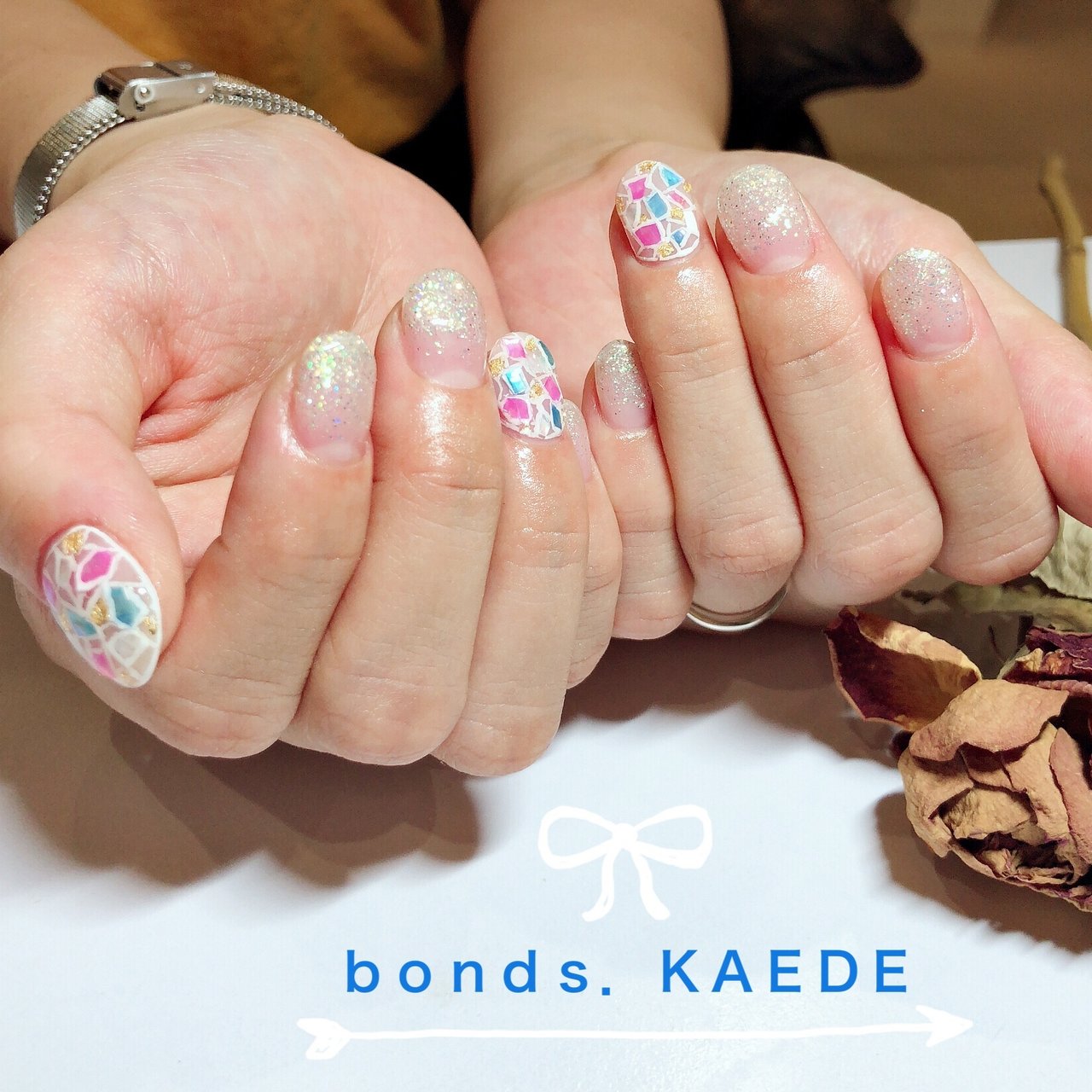 夏 オールシーズン 浴衣 ハンド ラメ Bonds Kaedeのネイルデザイン No ネイルブック