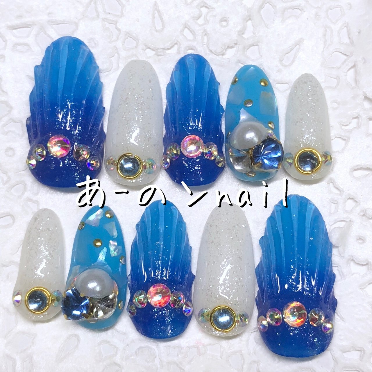 夏 海 浴衣 ブライダル ハンド ネイルチップ販売 あ のンnail のネイルデザイン No ネイルブック