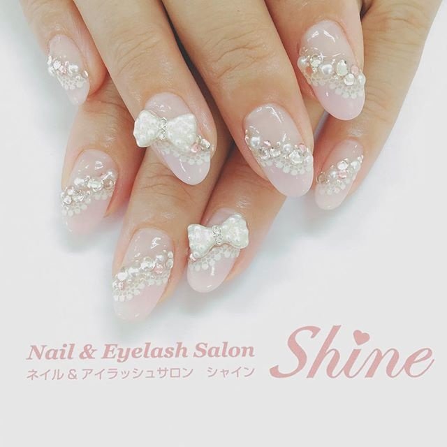 オールシーズン デート ハンド ワンカラー リボン Nail Eyelash Salon Shineのネイルデザイン No ネイル ブック