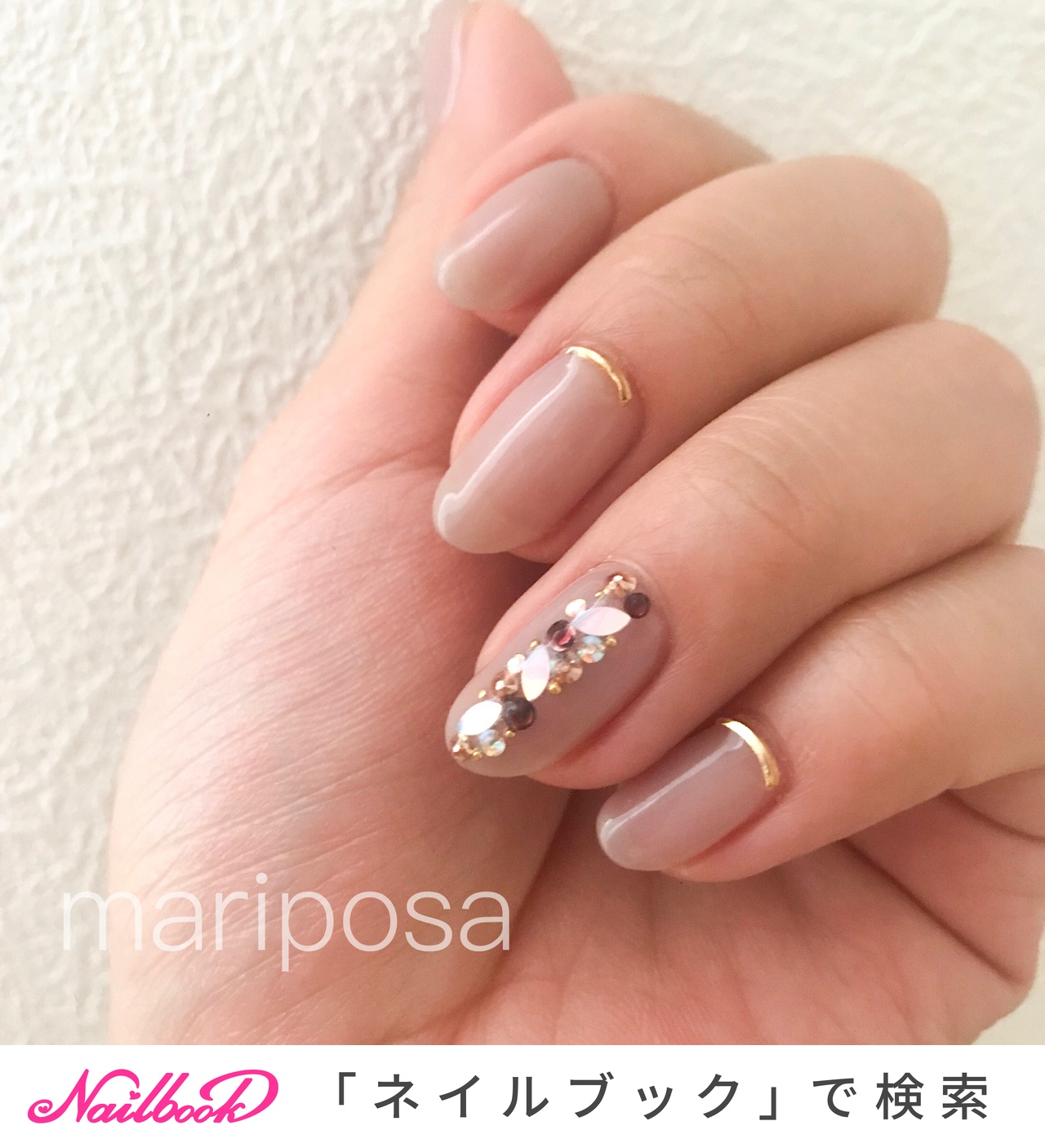 秋 ハンド シンプル グレージュ ジェル Nailsalon Mariposaのネイルデザイン No ネイルブック