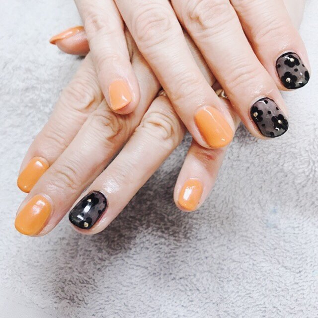 オールシーズン オレンジ ブラック Simple Nail 鈴のネイルデザイン No ネイルブック