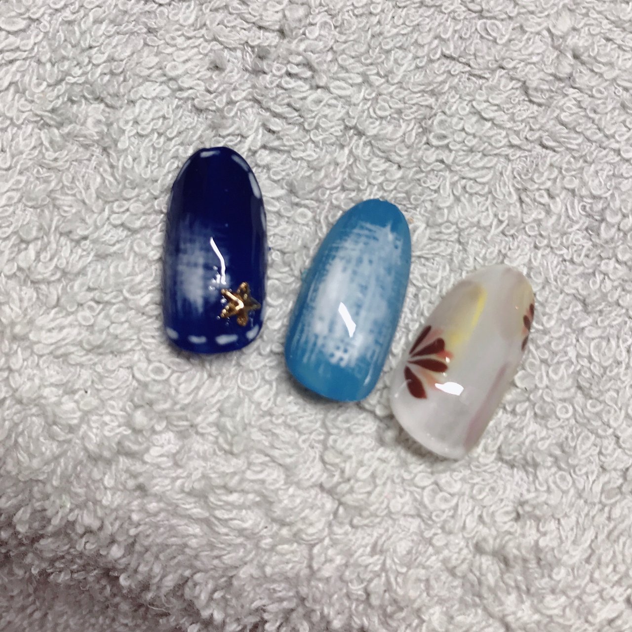 秋 冬 ブルー ネイビー グレー Simple Nail 鈴のネイルデザイン No ネイルブック