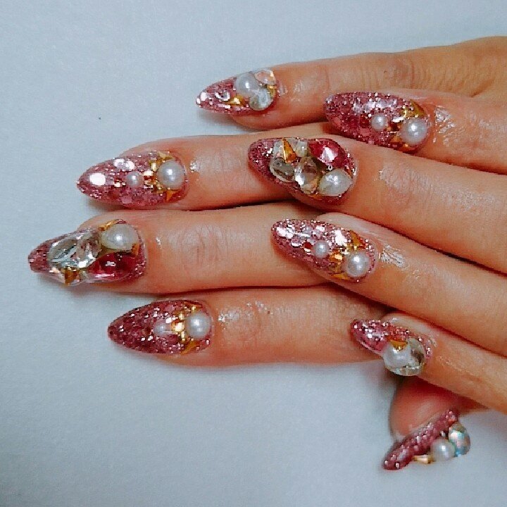 夏 オールシーズン ハンド ラメ ミディアム Cheri Nail Keikoのネイルデザイン No ネイルブック