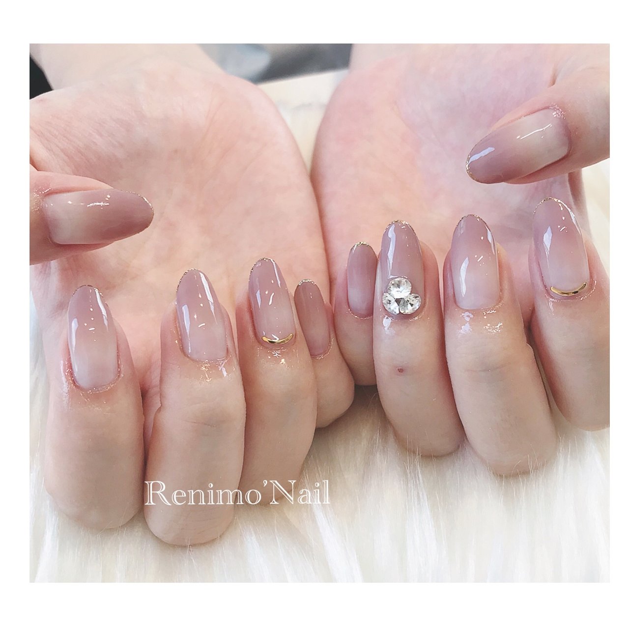 オールシーズン ブライダル ハンド グラデーション ミディアム Renimoのネイルデザイン No ネイルブック