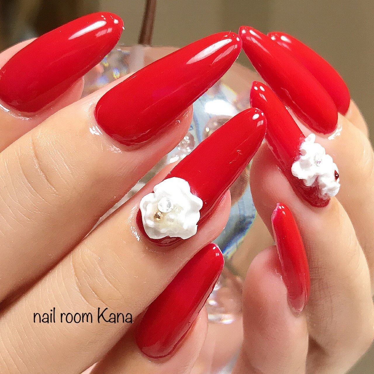 オールシーズン ハンド ワンカラー スーパーロング レッド Nail Room Kanaのネイルデザイン No ネイルブック