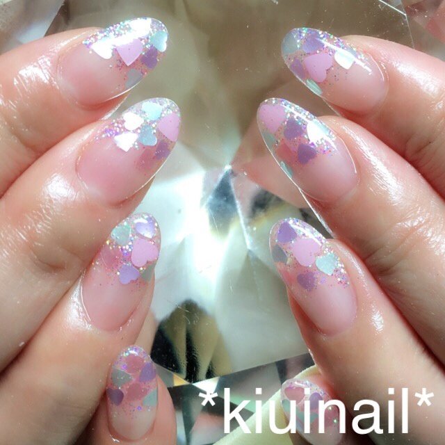 オールシーズン ホログラム ハート ロング パステル Kiuinailの