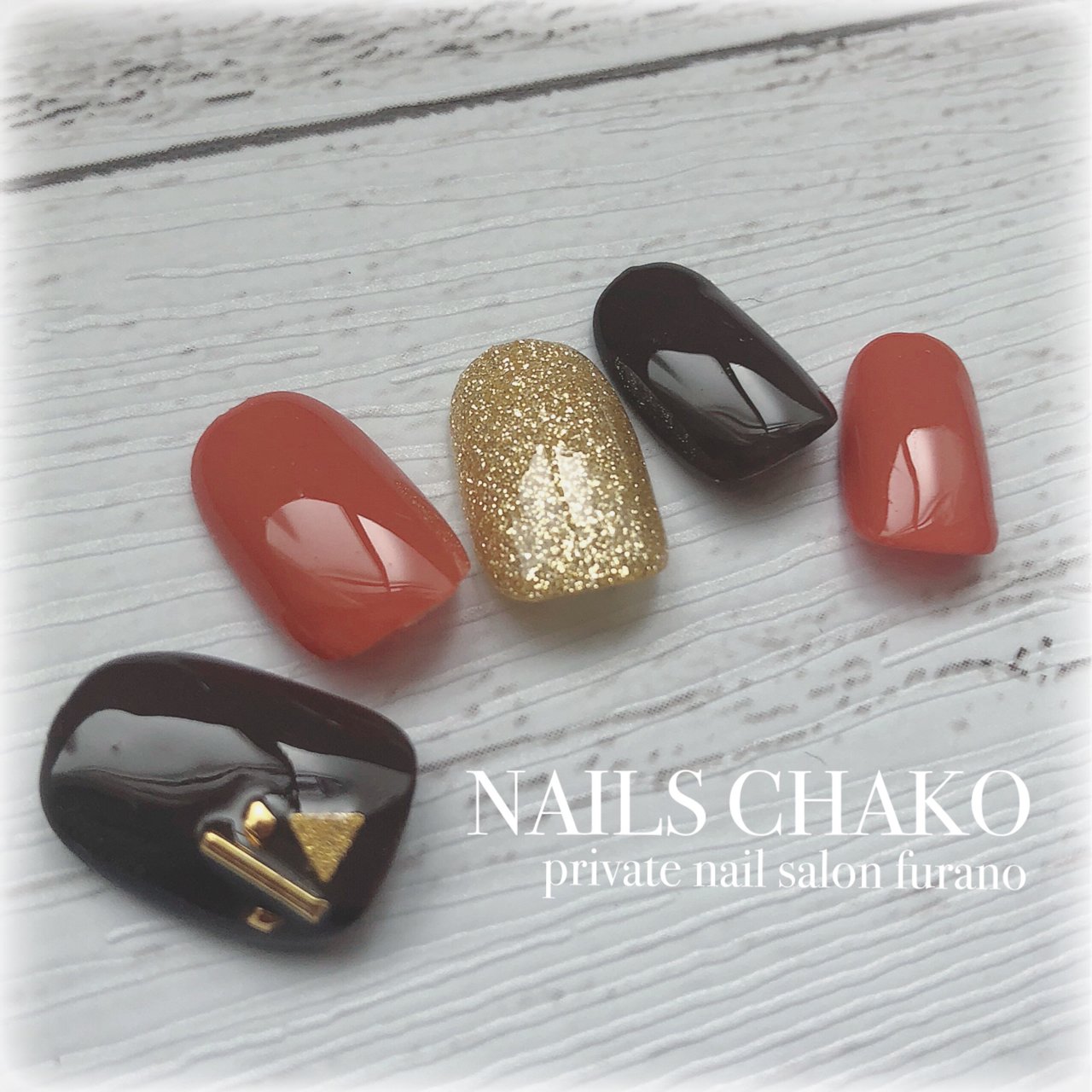 秋 ハンド シンプル オレンジ ブラウン Nails Chakoのネイルデザイン No ネイルブック