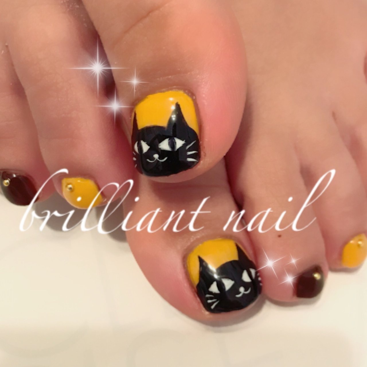 秋 フット アニマル柄 ブラウン ジェル Brilliantnailのネイルデザイン No ネイルブック