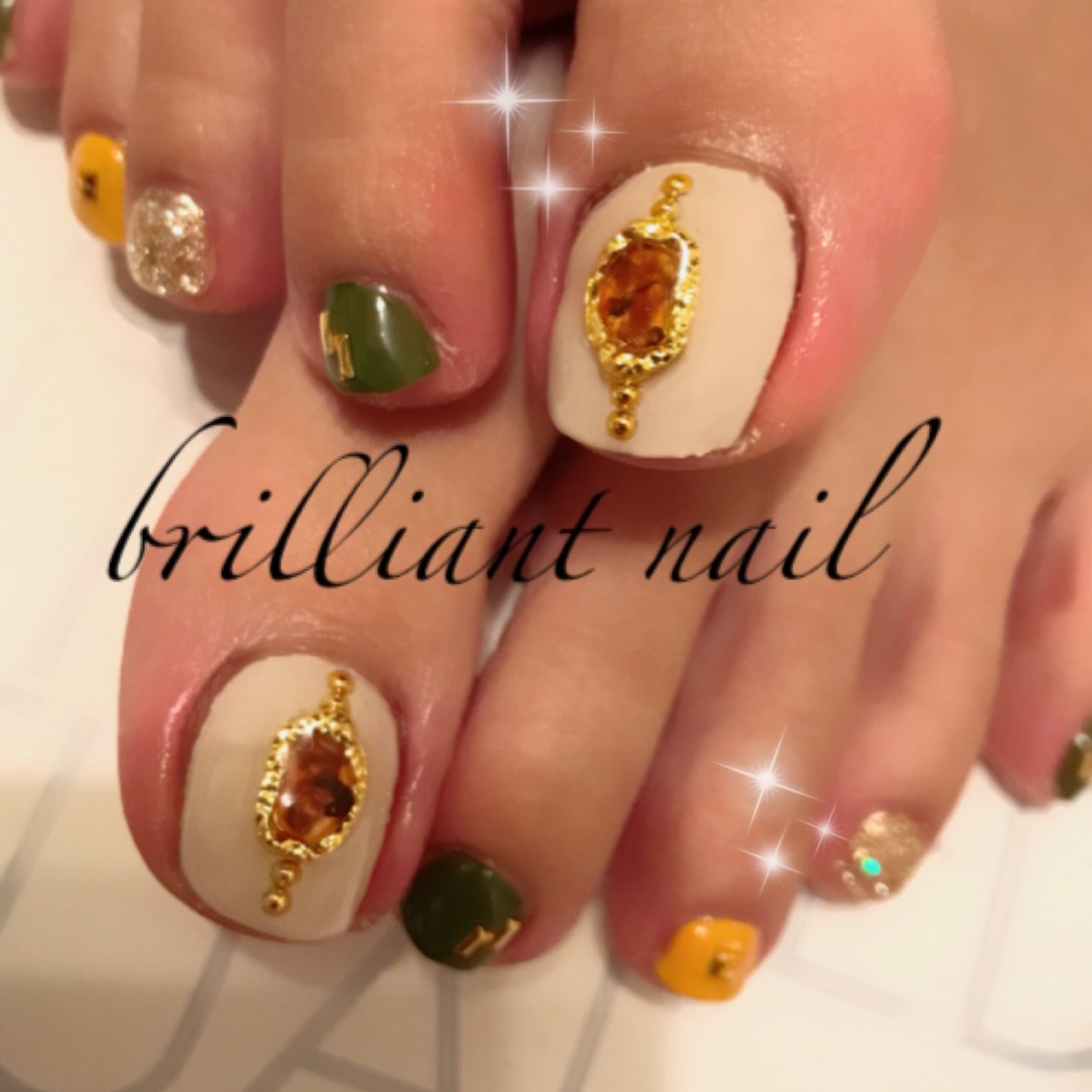 秋 フット べっ甲 ブラウン ジェル Brilliantnailのネイルデザイン No ネイルブック