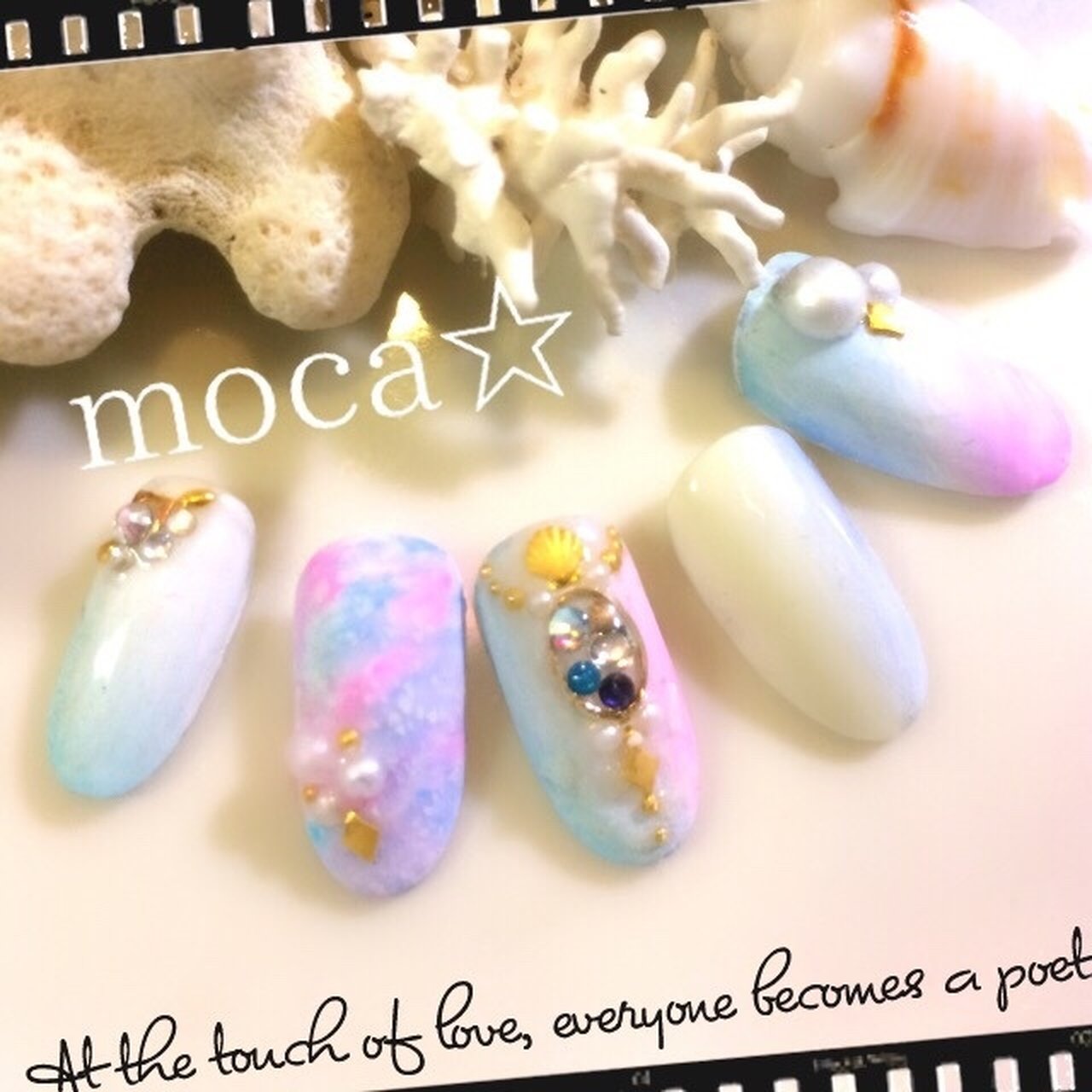 夏 海 デート ハンド グラデーション Moca のネイルデザイン No ネイルブック