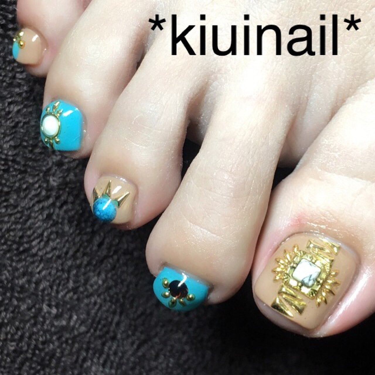 夏 フット エスニック ターコイズ ブラウン Kiuinailのネイルデザイン No ネイルブック