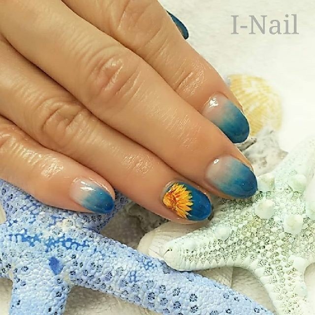 夏 リゾート 浴衣 ハンド グラデーション Isako I Nailのネイルデザイン No ネイルブック