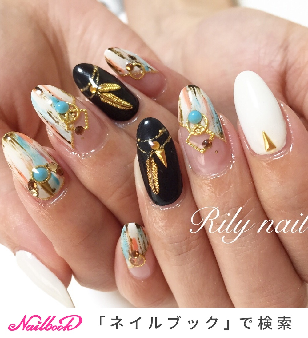 おすすめ順 秋 フェザー 手書きのネイルデザイン ネイルブック