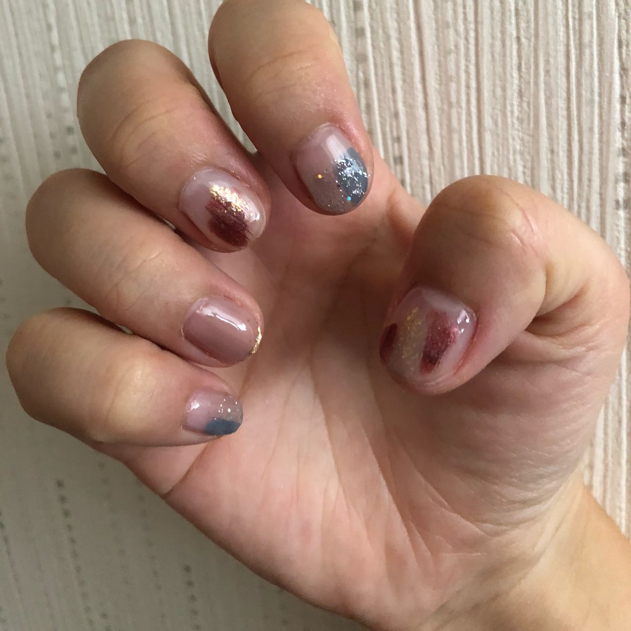 秋 ハンド ショート ブルー グレージュ Tokyo Incident5のネイルデザイン No ネイルブック