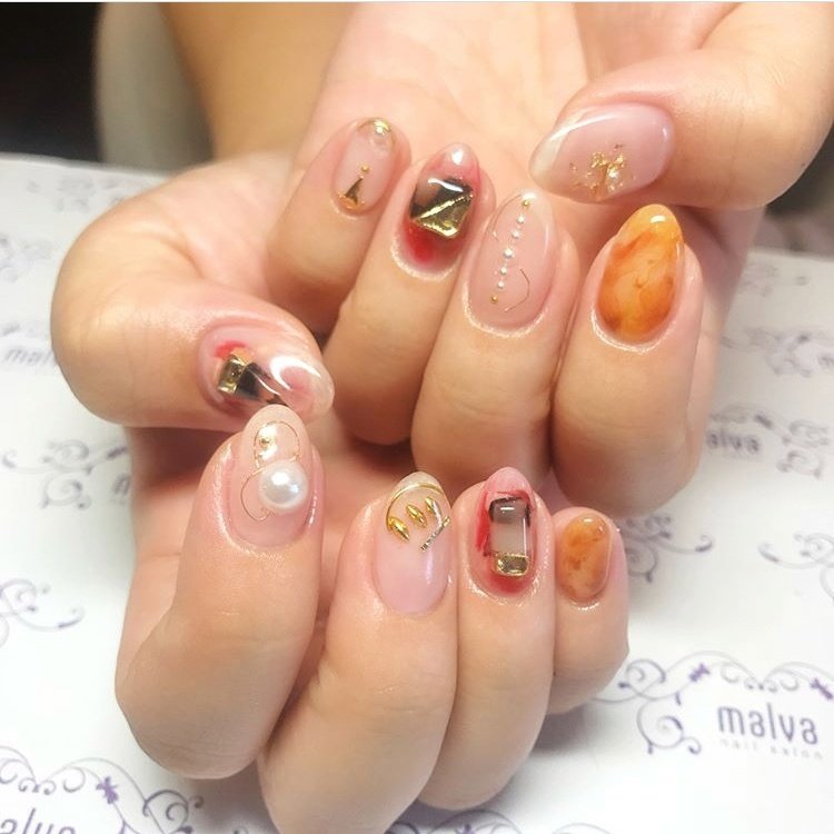 夏 オールシーズン デート 女子会 ハンド Nailsalon Malva 原宿店のネイルデザイン No ネイルブック