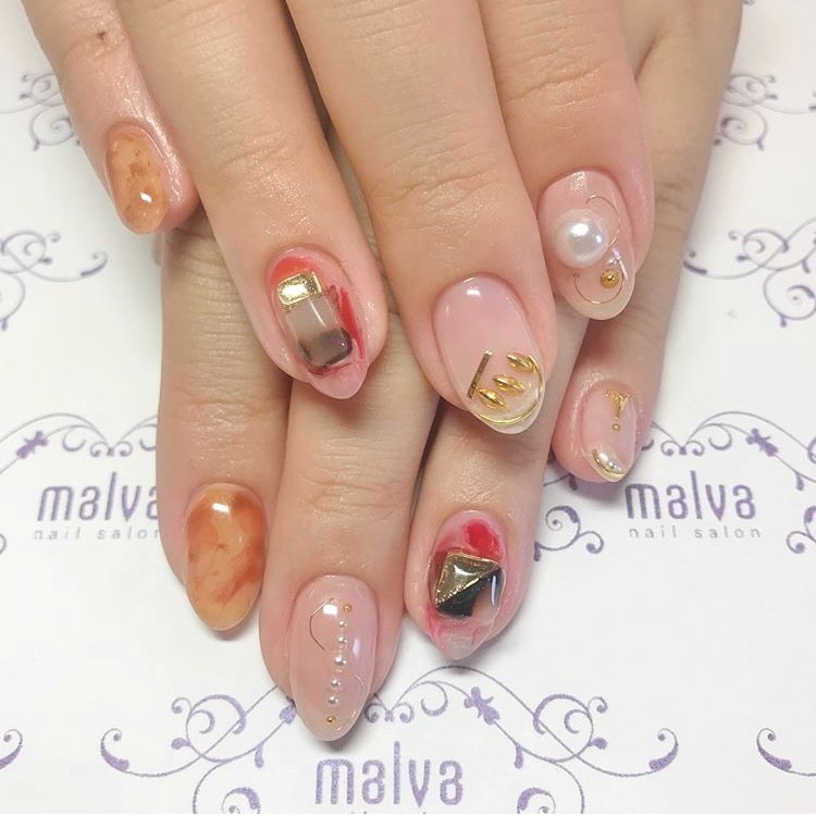 夏 オールシーズン デート 女子会 ハンド Nailsalon Malva 原宿店のネイルデザイン No ネイルブック