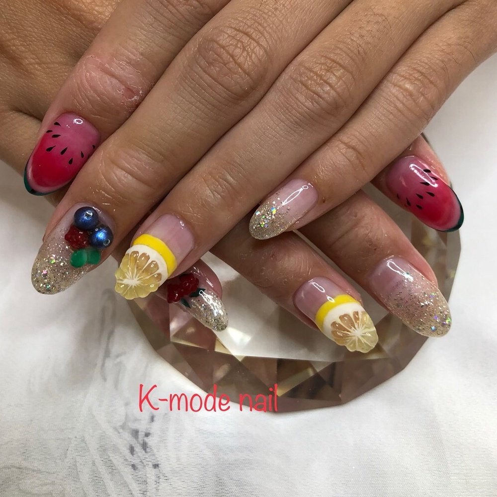 夏 パーティー 女子会 ハンド ラメ K Mode Nailのネイルデザイン No ネイルブック