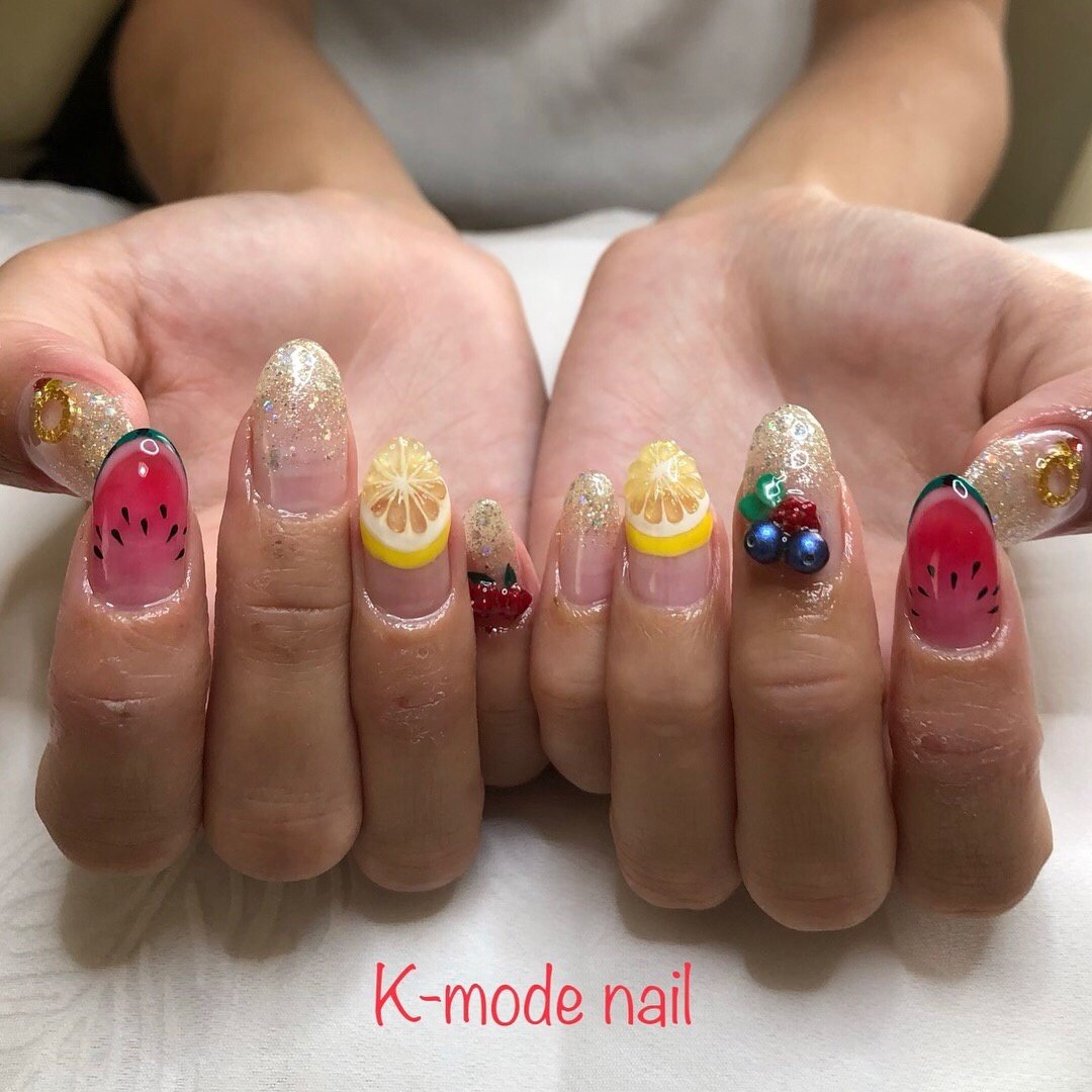 夏 パーティー 女子会 ハンド ラメ K Mode Nailのネイルデザイン No 3472673 ネイルブック