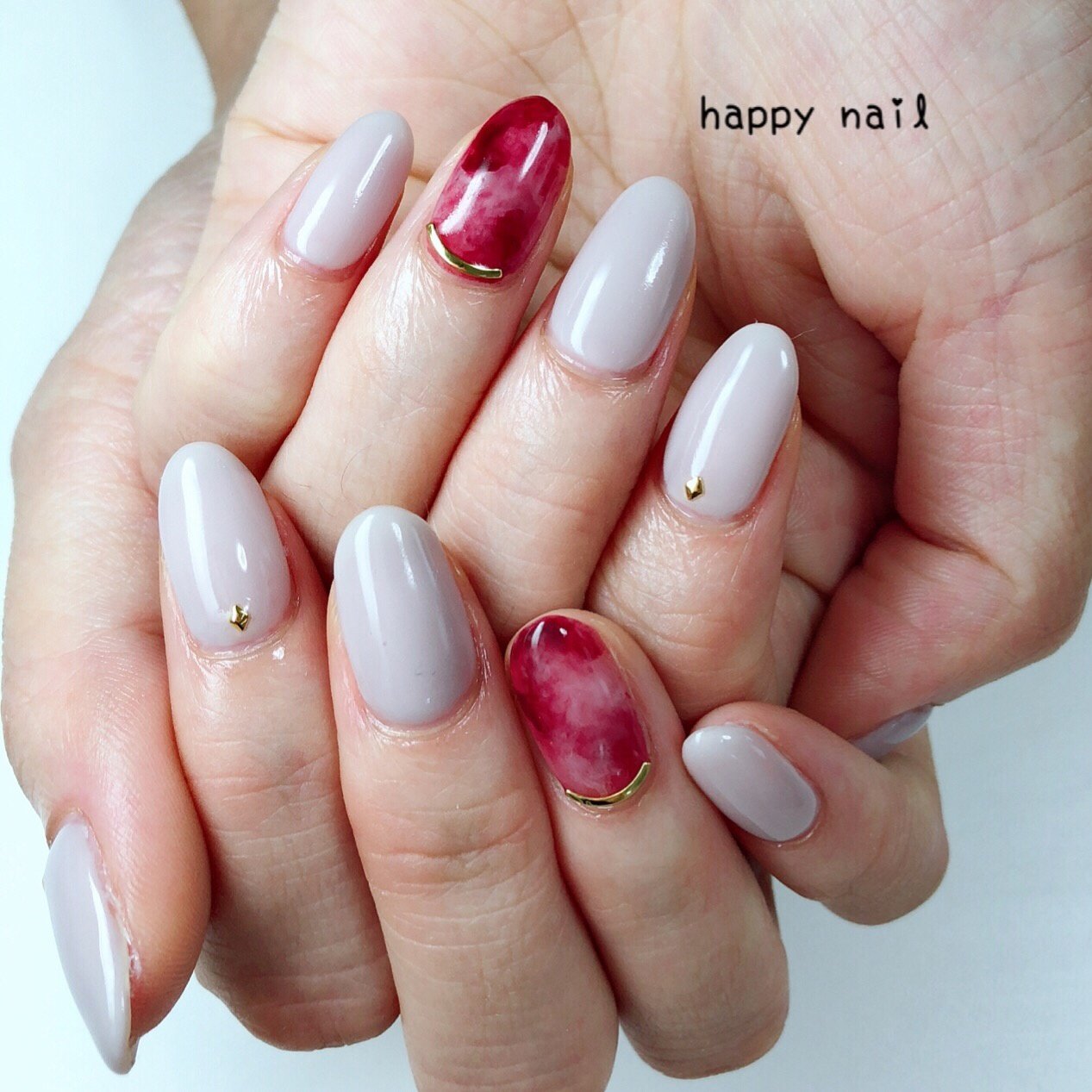 秋 オフィス シンプル べっ甲 レッド Happy Nailのネイルデザイン No ネイルブック