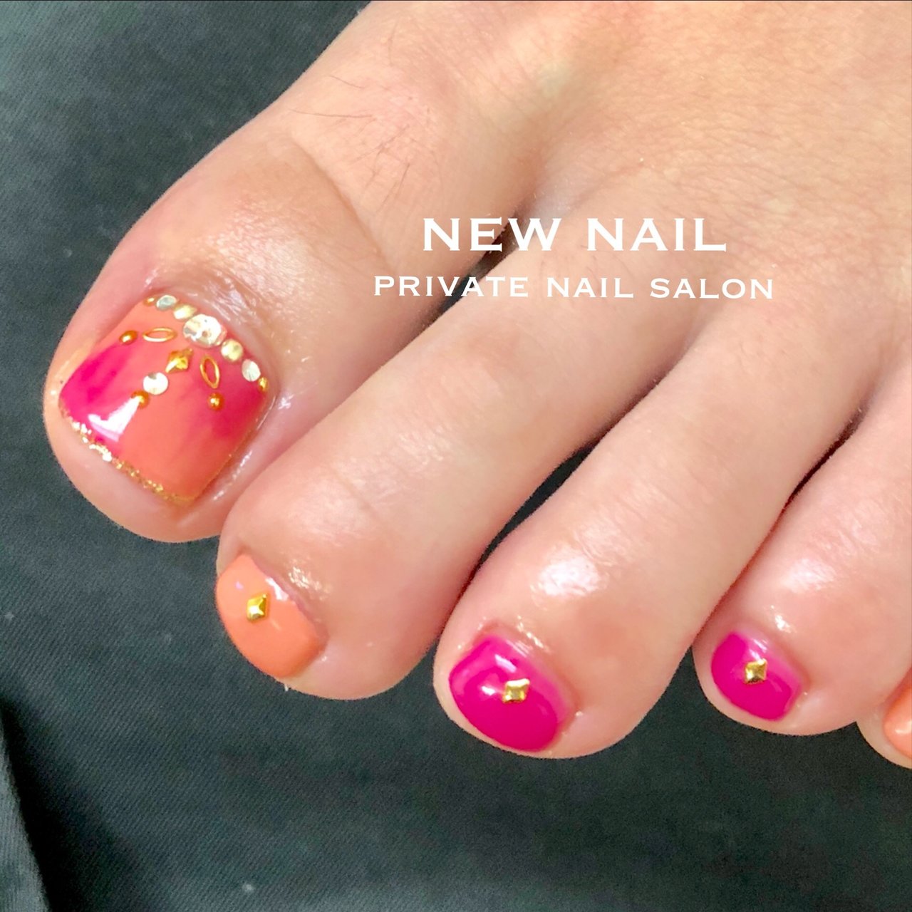 夏 海 リゾート ピンク オレンジ New Nailのネイルデザイン No ネイルブック