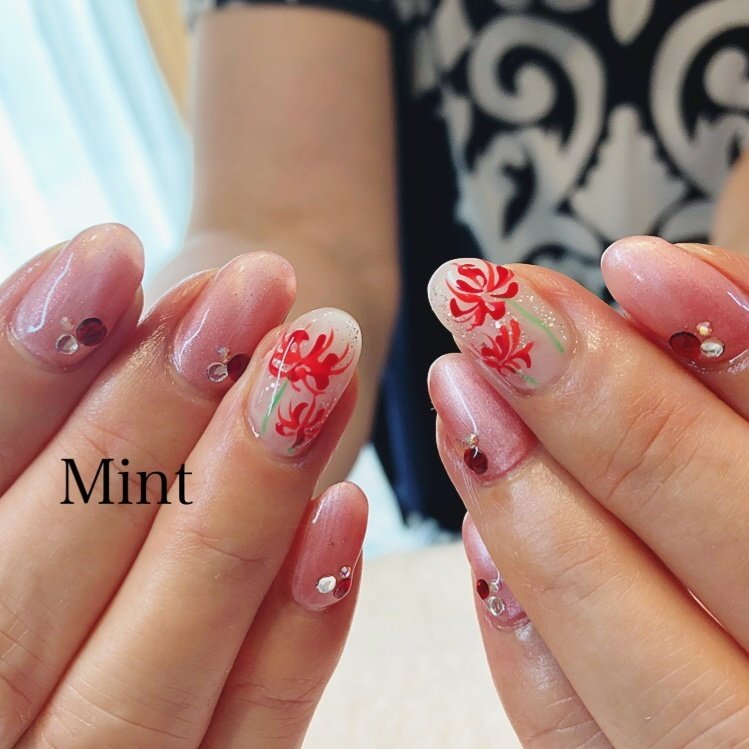 夏 秋 ハンド フラワー ミディアム Aiのネイルデザイン No ネイルブック