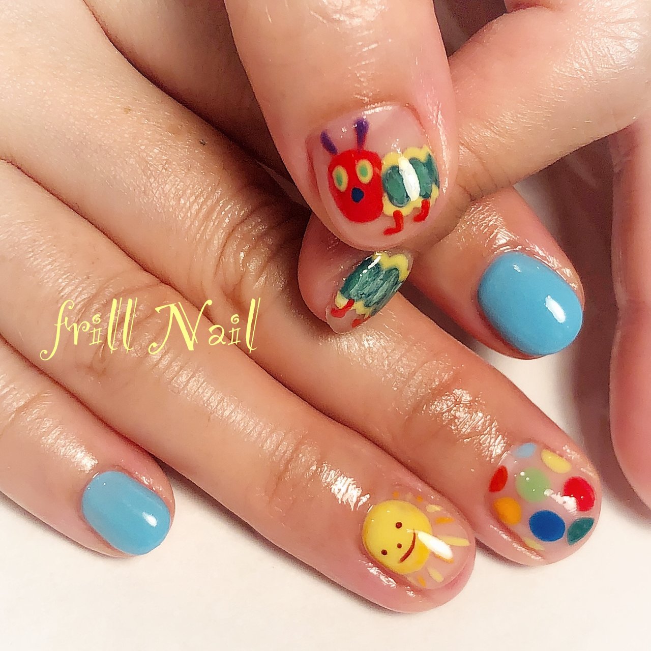 オールシーズン ハンド キャラクター ショート カラフル Frillnailのネイルデザイン No ネイルブック