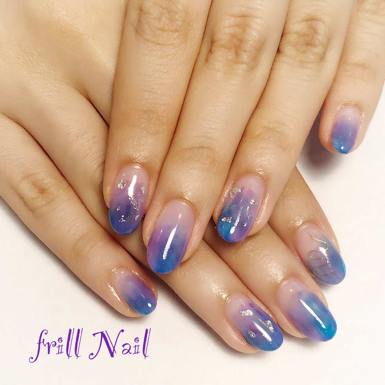 オールシーズン ハンド グラデーション ロング ブルー Frillnailのネイルデザイン No ネイルブック