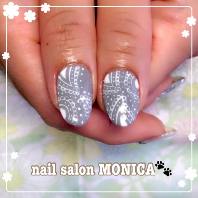 夏 秋 ハンド ロング グレー Nail Salon Monica のネイルデザイン No ネイルブック