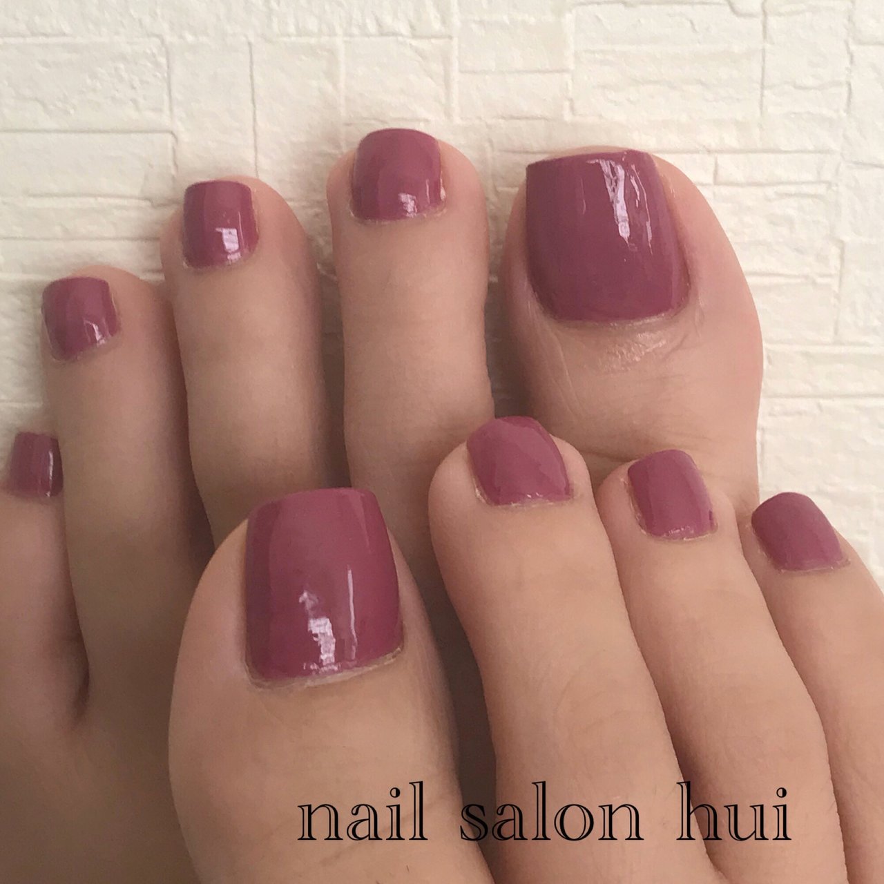 秋 フット ワンカラー ショート ピンク Nailsalon Huiのネイルデザイン No 345 ネイルブック