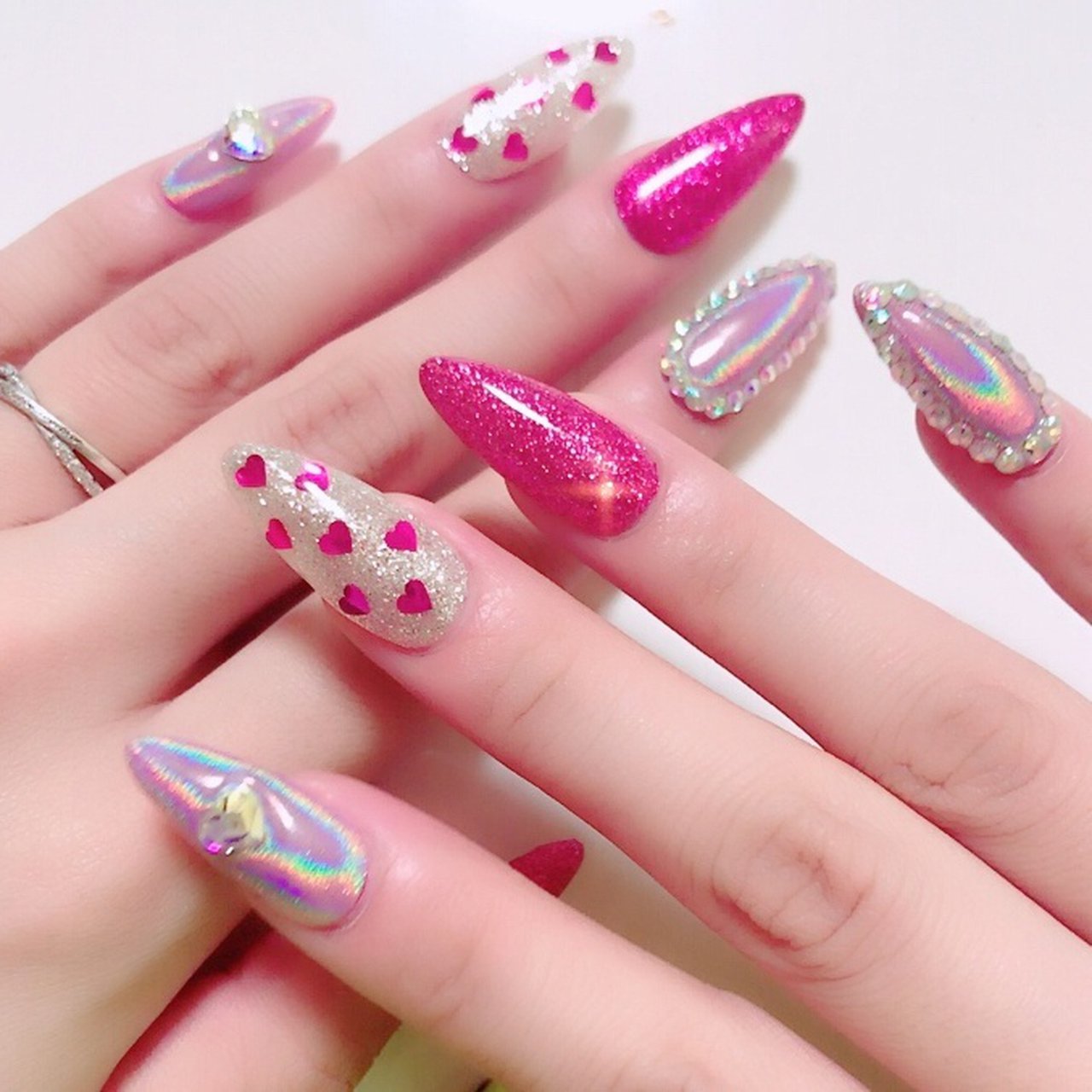 ハンド ラメ ユニコーン ロング スカルプチュア Xchisakixのネイルデザイン No ネイルブック