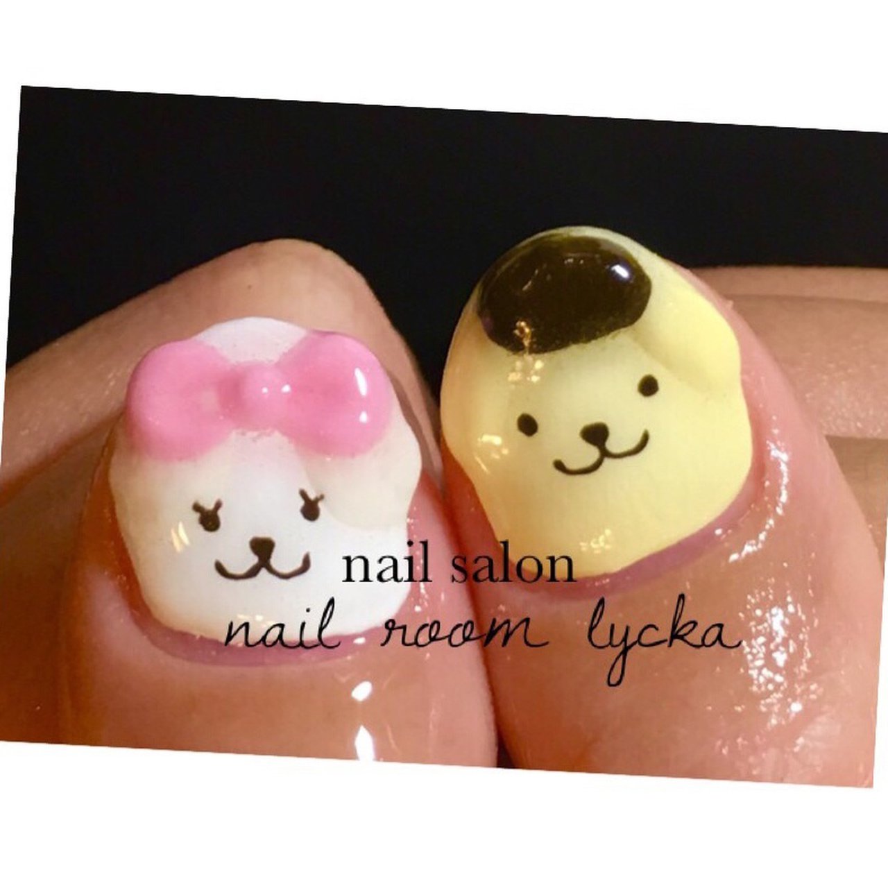 ハンド キャラクター 3d ホワイト ピンク Nail Room Lycka ネイルルームリッカ のネイルデザイン No ネイル ブック
