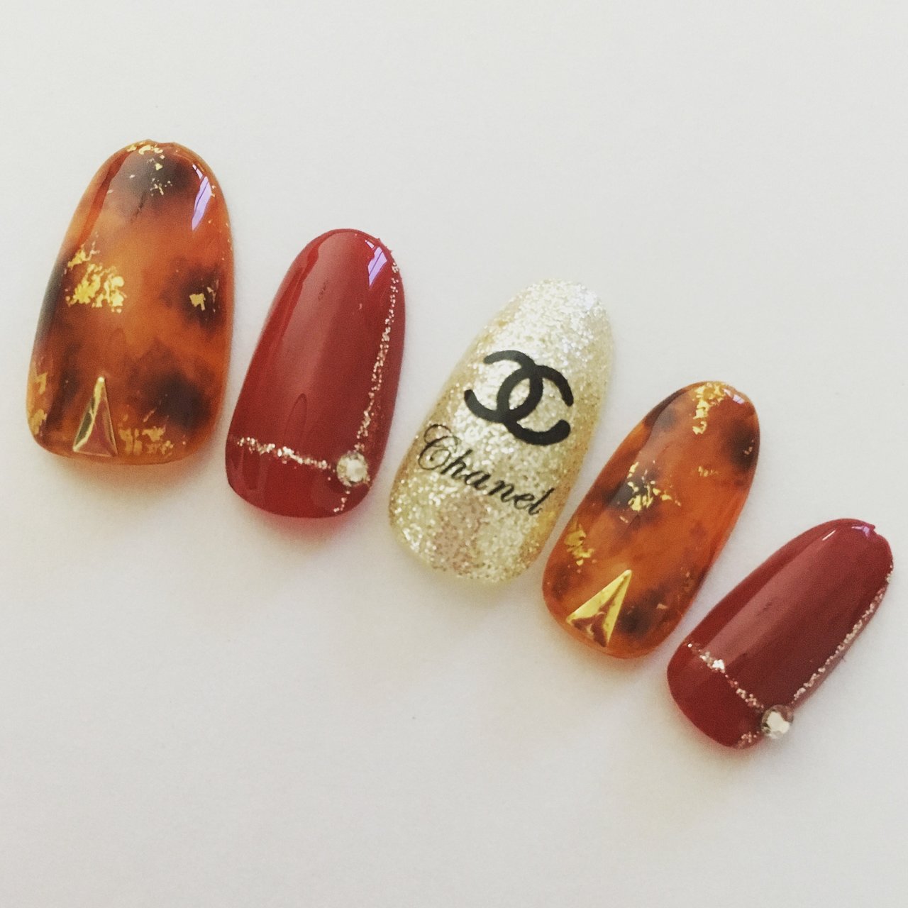 秋 ハンド ラメ ブランド柄 べっ甲 Love Nail Peachのネイルデザイン No ネイルブック