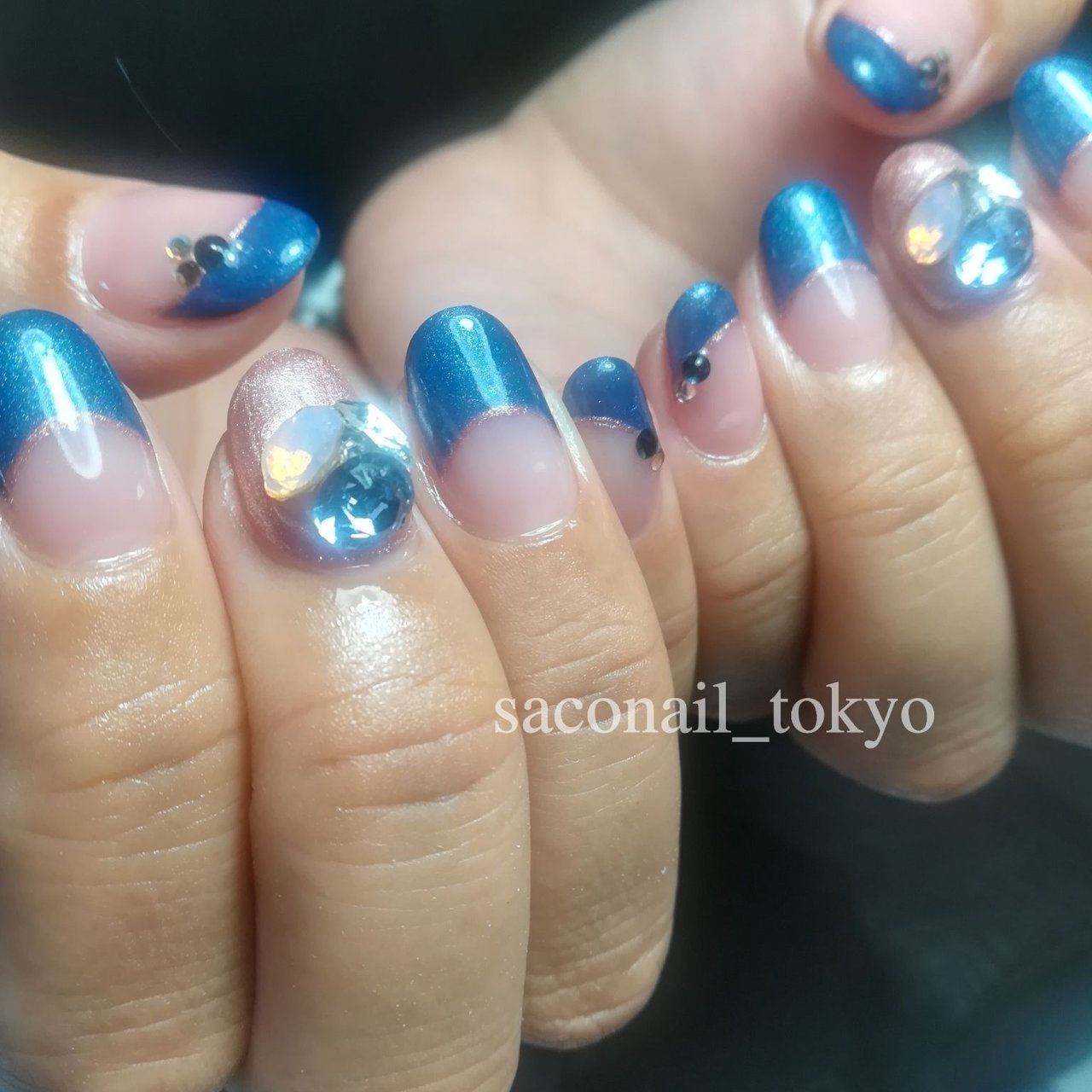 オールシーズン ハンド ブルー ネイビー お客様 Saconail Tokyoのネイルデザイン No ネイルブック