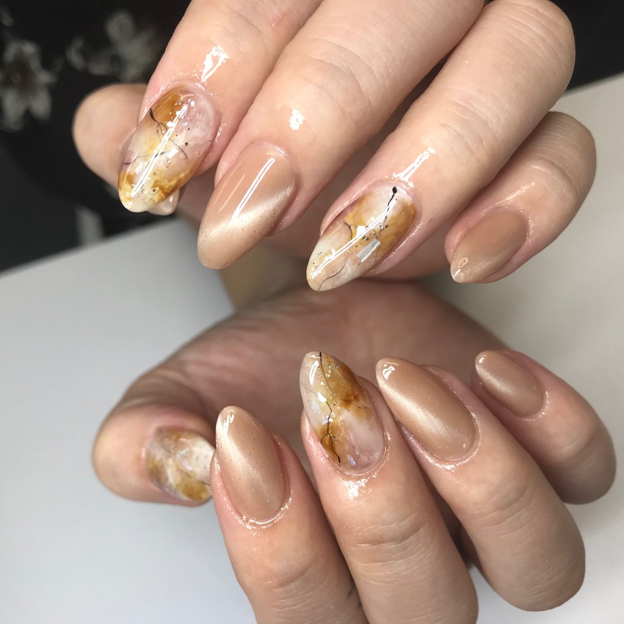 オールシーズン ハンド ニュアンス ロング ベージュ Nail Azuのネイルデザイン No ネイルブック