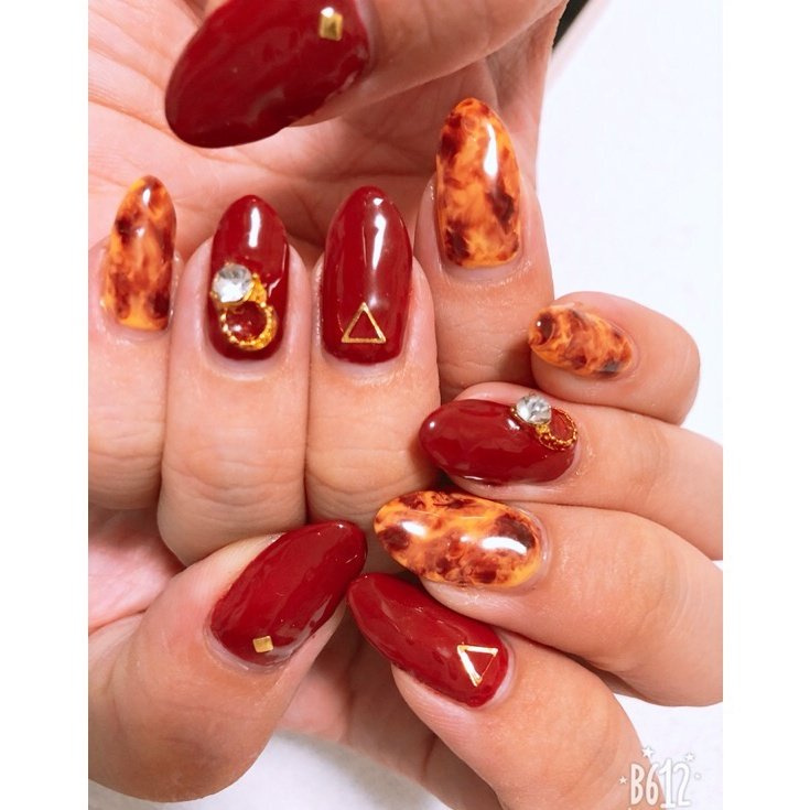 秋 ハンド べっ甲 オレンジ ボルドー Jdabc719のネイルデザイン No ネイルブック