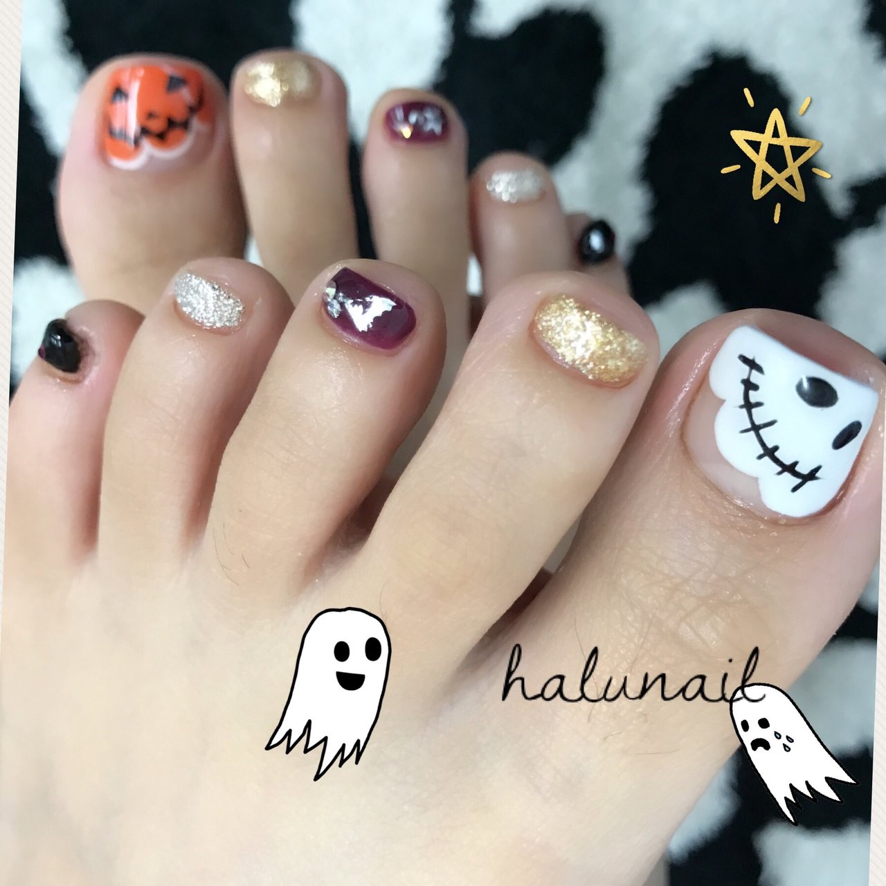 秋 冬 ハロウィン フット シンプル Halunailのネイルデザイン No ネイルブック