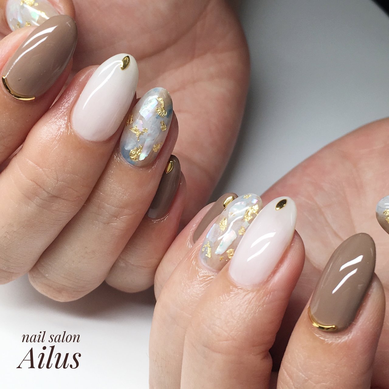 秋 ハンド ワンカラー シェル 大理石 Nail Salon Ailusのネイルデザイン No 3500398 ネイルブック