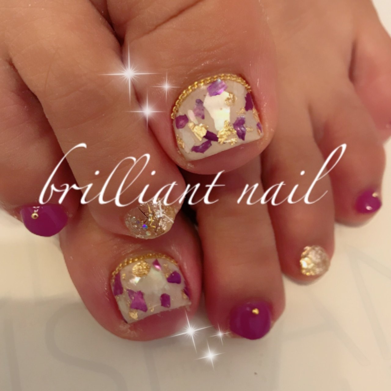 秋 フット シェル パープル ジェル Brilliantnailのネイルデザイン No ネイルブック