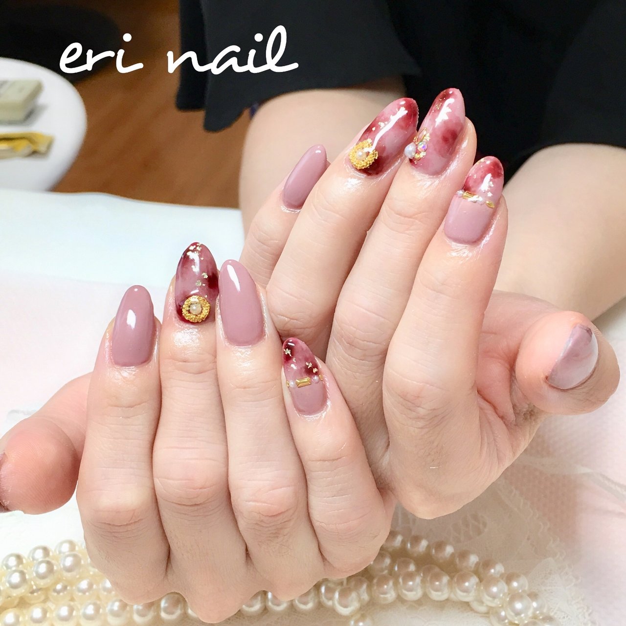 秋 冬 ハンド べっ甲 ピンク 名古屋市天白区 自宅ネイルサロン Eri Nailのネイルデザイン No 3502837 ネイルブック