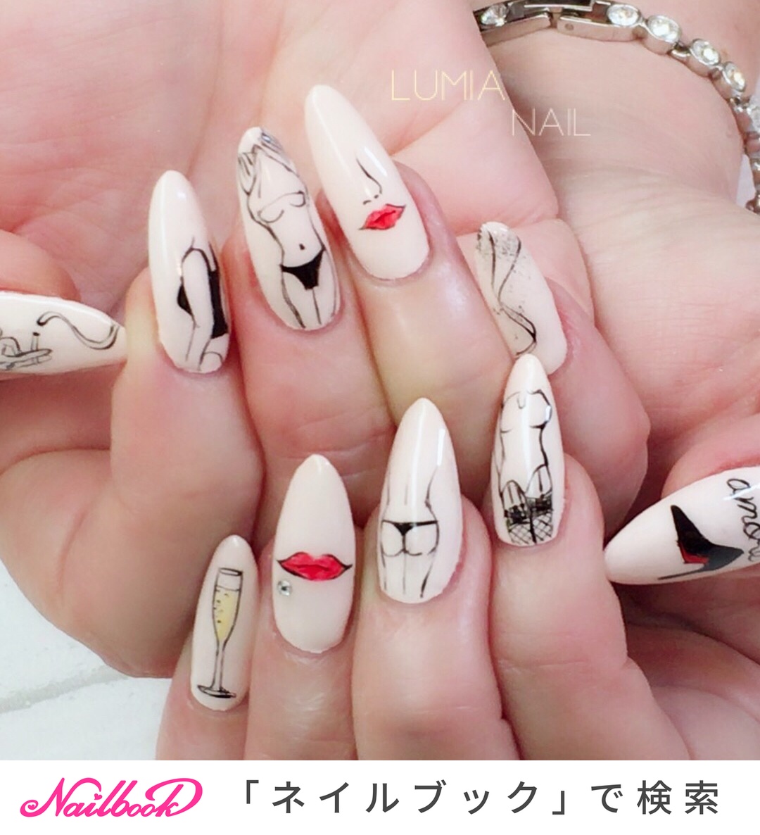 オールシーズン/ハンド/痛ネイル/ロング/ベージュ - LUMIA NAILの