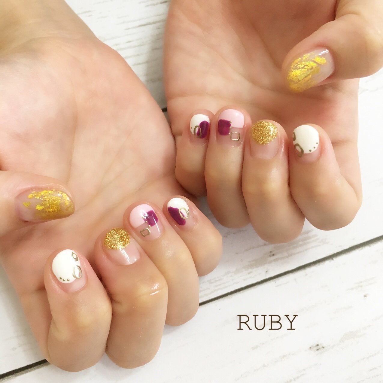 秋 ハンド ショート カラフル ジェル Ruby Nail07のネイルデザイン No ネイルブック