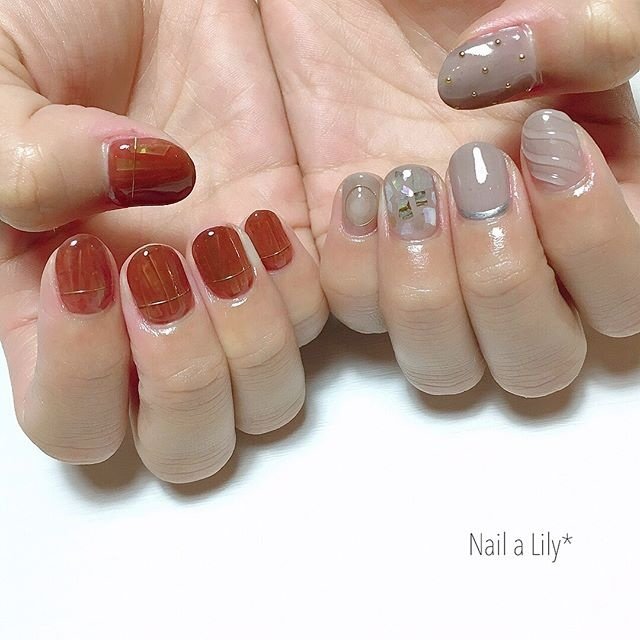 秋 オーロラ ワイヤー Nailalily ネイルアリリー Akiのネイルデザイン No 3509963 ネイルブック