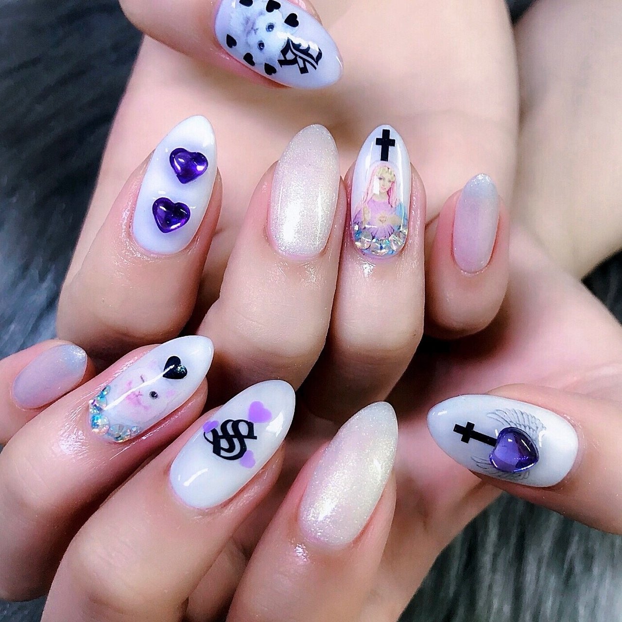 オールシーズン ハンド アニマル柄 ハート ロング Noirougeのネイルデザイン No ネイルブック