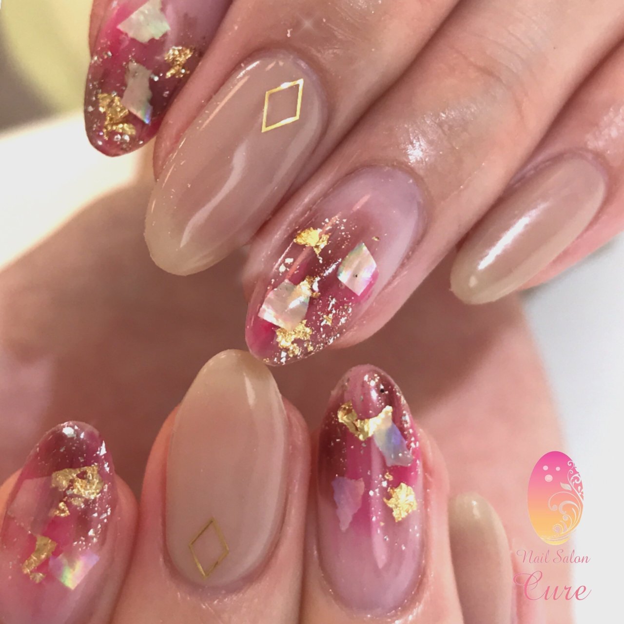 秋 冬 ハンド シンプル シェル Nail Salon Cureのネイルデザイン No ネイルブック