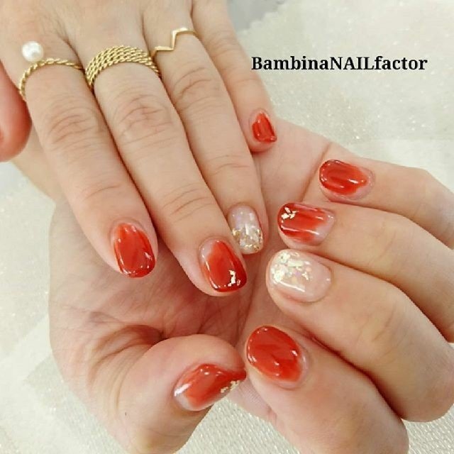 秋 ハンド オレンジ ブラウン ジェル Bambinanailfactorkiyokoのネイルデザイン No ネイルブック