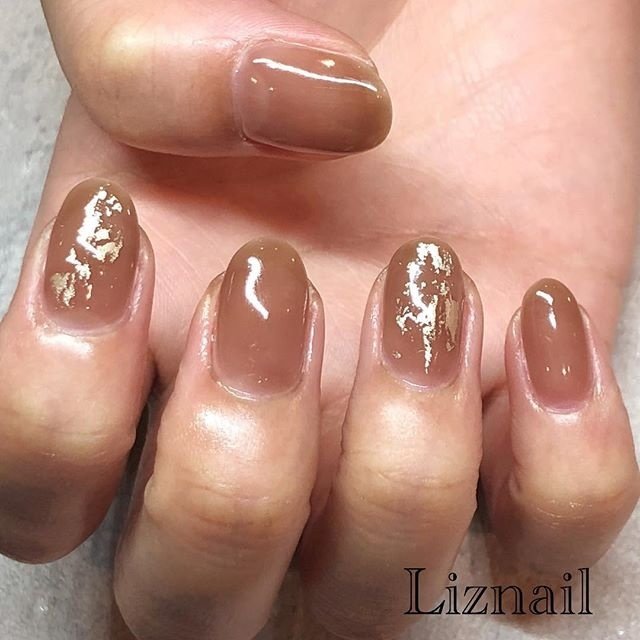 秋 シンプル ベージュ ブラウン Liznailのネイルデザイン No ネイルブック